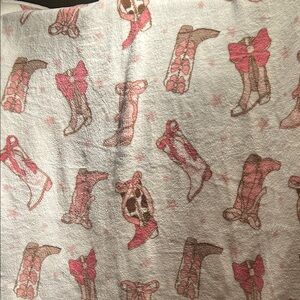 Pink and Brown Cowboy Boot Print Blanket